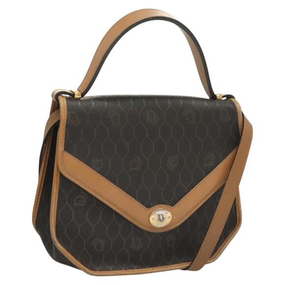 DIOR Honeycomb Canvas Hand Bag Pvc Black Gold - Picture 1 of 13